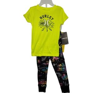 Hurley Baby 24 Mos Neon 2pc Pajamas Outfit Unisex Soft Boy Girl Florescent NWT